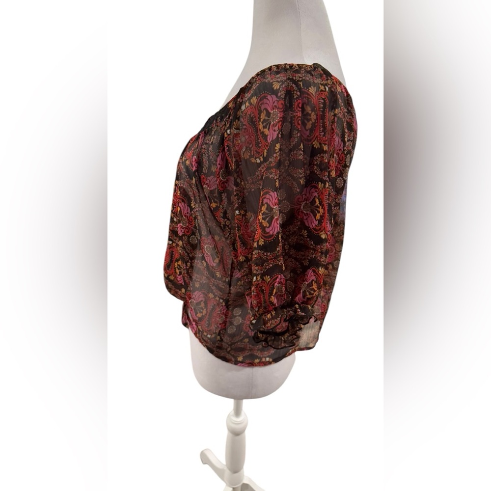 Floral Black and Red Women's Top - Picture 3 of 6
